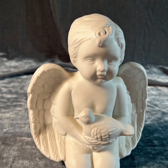 VTG Boy with Bird Angel Cherub Figurine - Picture 2 of 4